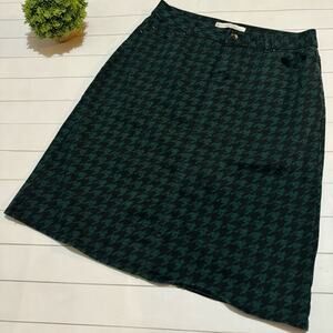 Cato Green Black Houndstooth Long Modest Stretch‎ Pencil Skirt Women’s Size 8